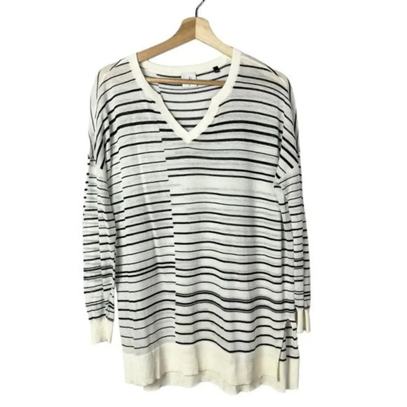CAbi Sweaters - Cabi Captain White & Black Asymmetrical Stripe Knit Sweater #5590 S